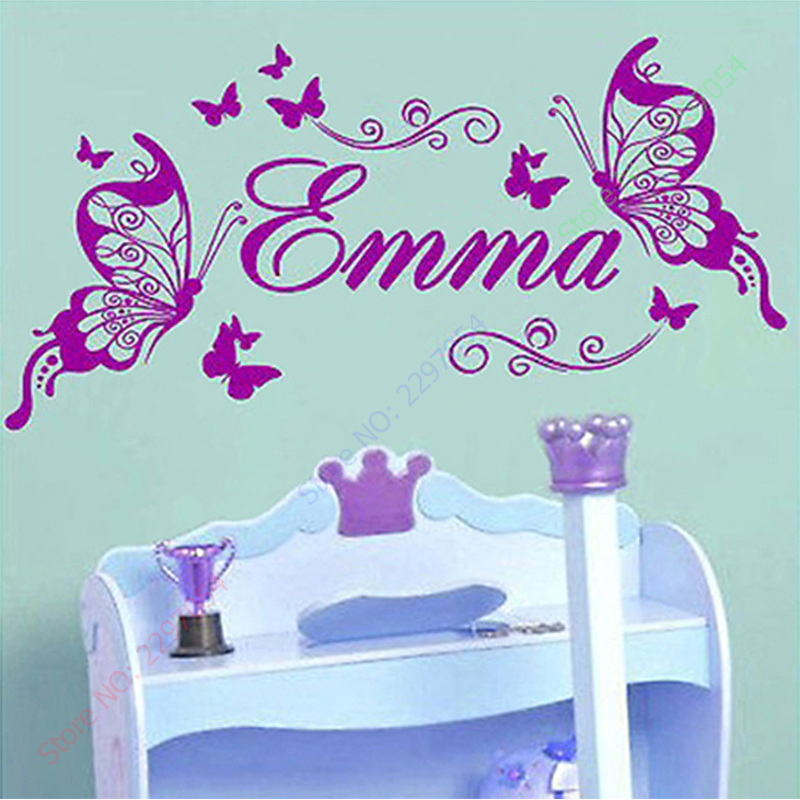 Baby Nursery Vinyl Wall Stickers - Nowe motyle spersonalizowana nazwa Vinyl Butterfly