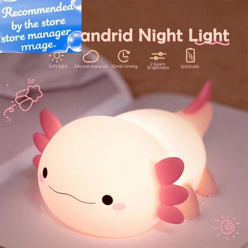 Baby Nursery Table Lamp - Urocza lampka nocna w kształcie aksolotla,