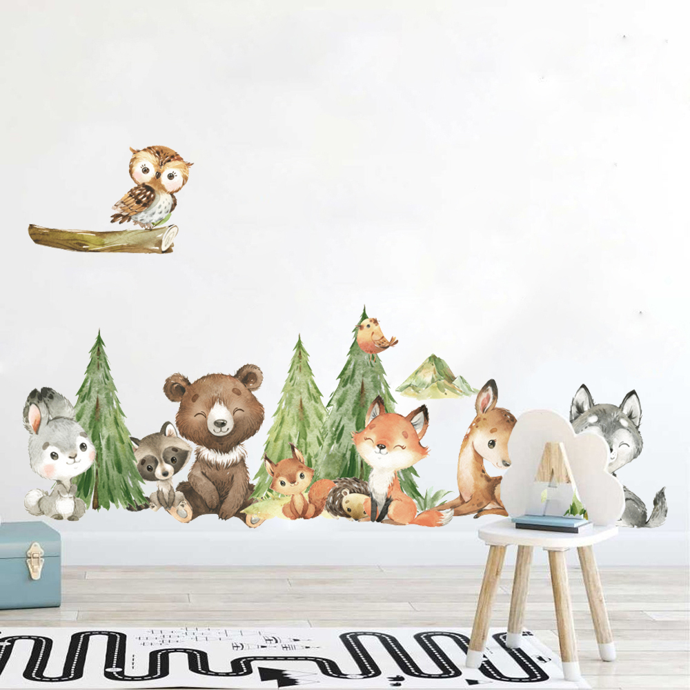 Baby Nursery Furniture - Kreskówka Akwarela Las Zwierzę Naklejka ścienna