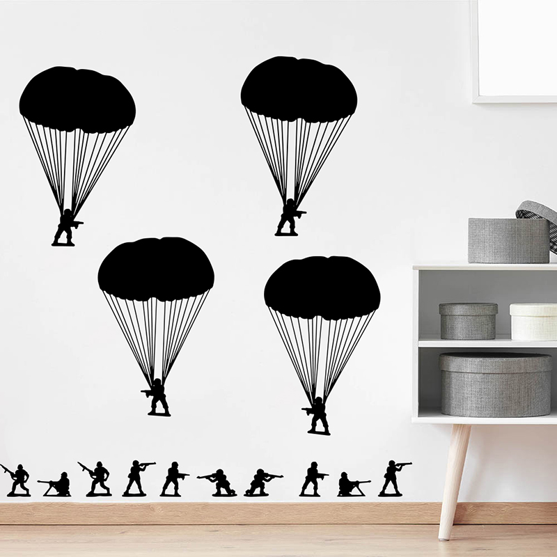 Baby Nursery Vinyl Wall Stickers - Armia mężczyźni żołnierze spadochroniarze naklejka ścienna