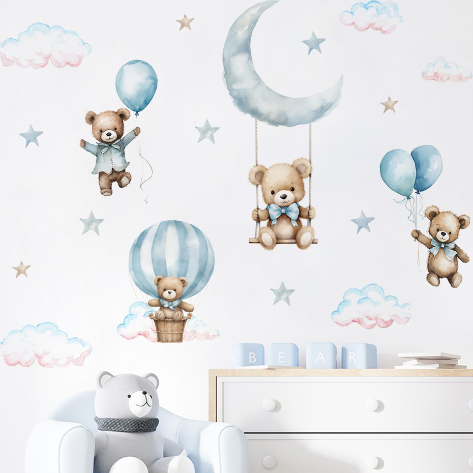 Baby Nursery Furniture - Akwarela Niedźwiedź Balon na gorące powietrze