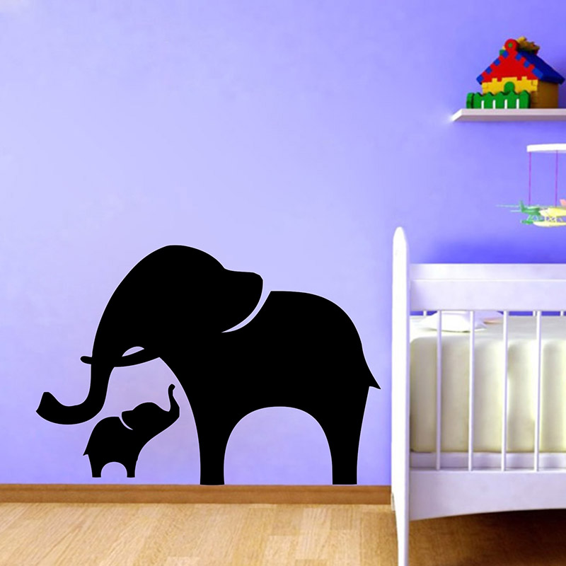 Baby Nursery Vinyl Wall Stickers - Mama i dziecko słoń naklejka ścienna