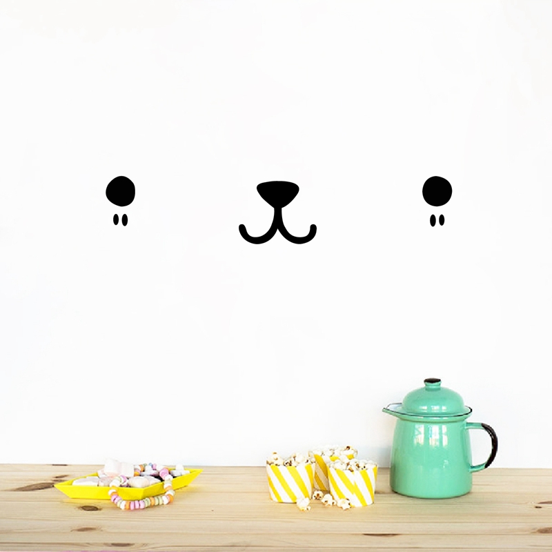 Baby Nursery Vinyl Wall Stickers - Śliczne twarz Kawaii ścienne artystyczne naklejki