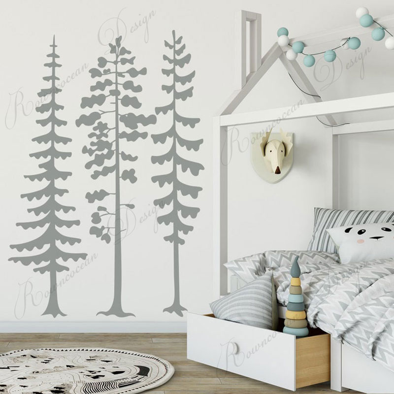 Baby Nursery Vinyl Wall Stickers - Minimalistyczna naklejka ścienna z sosną, naturalny