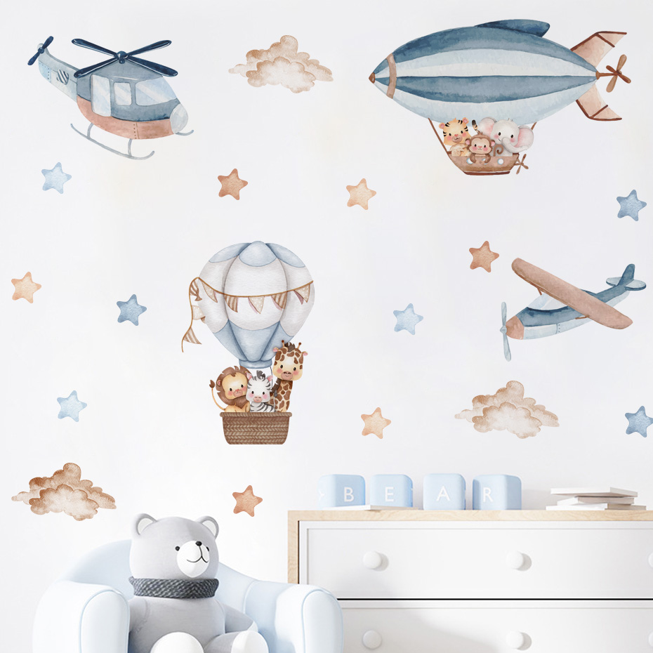 Baby Nursery Furniture - Akwarela Zwierzęta Balon na gorące powietrze