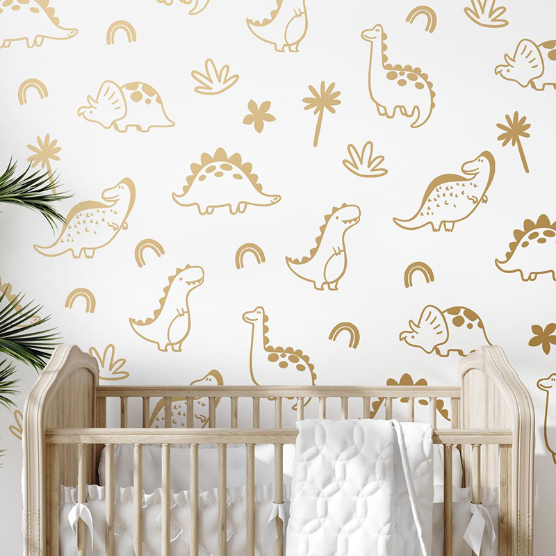 Baby Nursery Vinyl Wall Stickers - Geometryczne drzewo dinozaura tęczowa naklejka ścienna