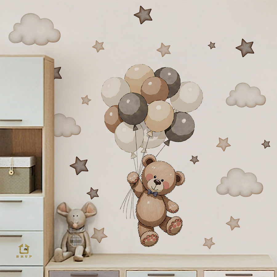 Baby Nursery Wall - Urocze naklejki ścienne z misiami, zdejmowalne