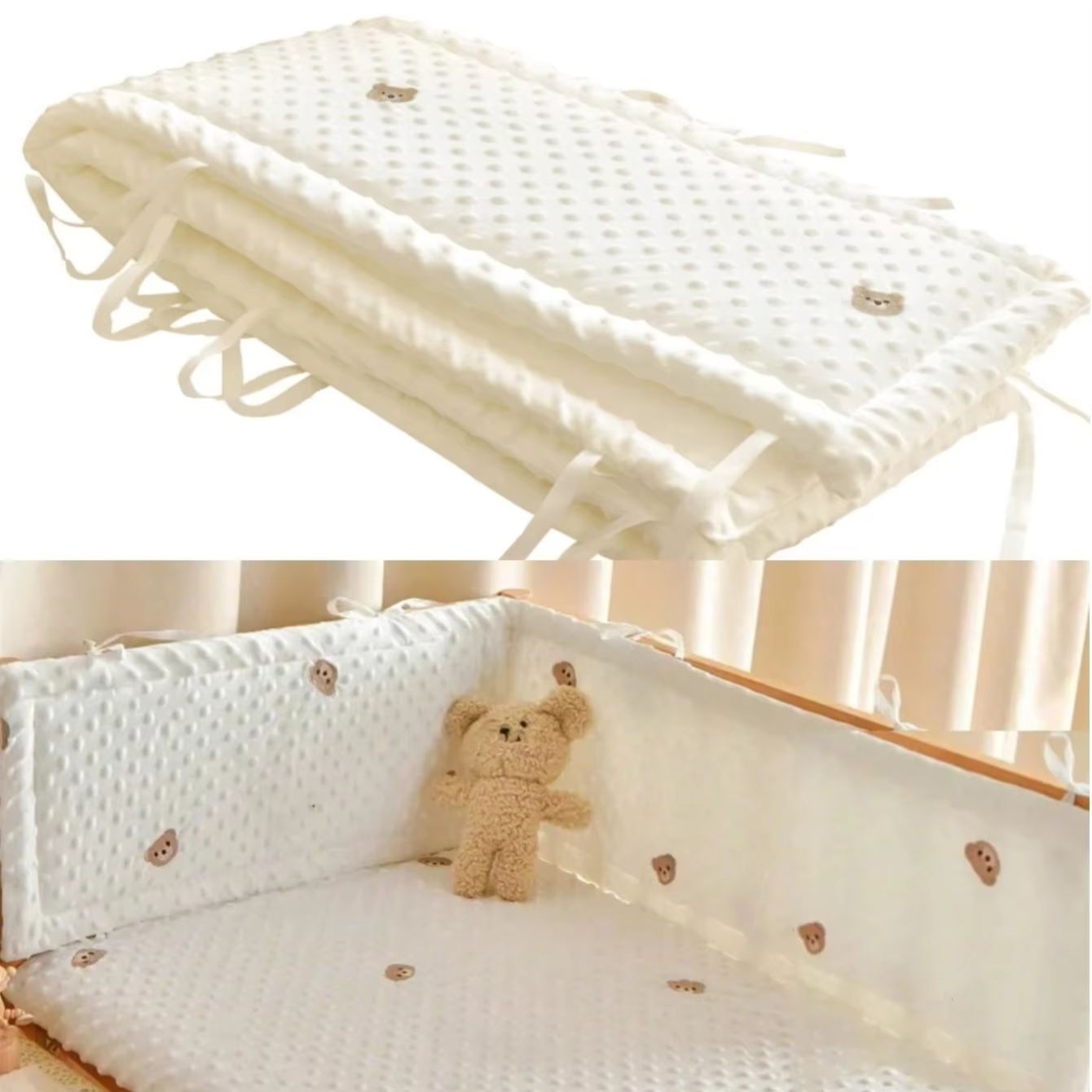 Bed Rail Toddler - Jednokolorowa bawełniana osłonka na łóżeczko dziecięce,