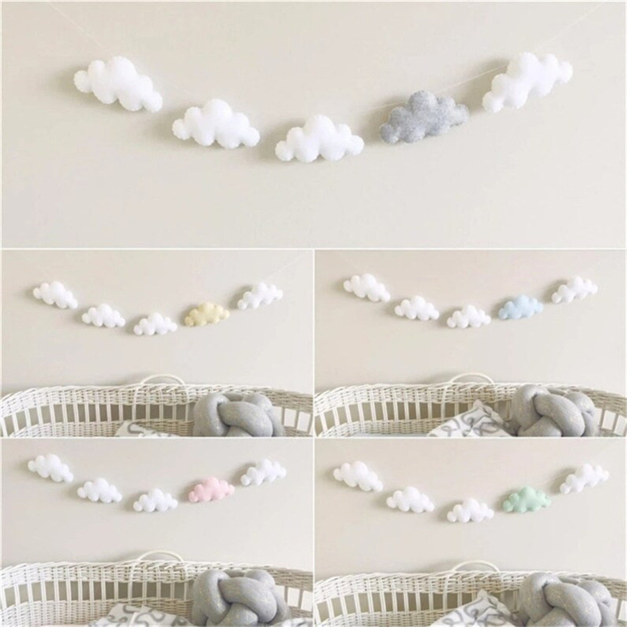 Baby Nursery Hanging Decor - Nordic filcowe girlandy chmurowe sznurek dekoracja