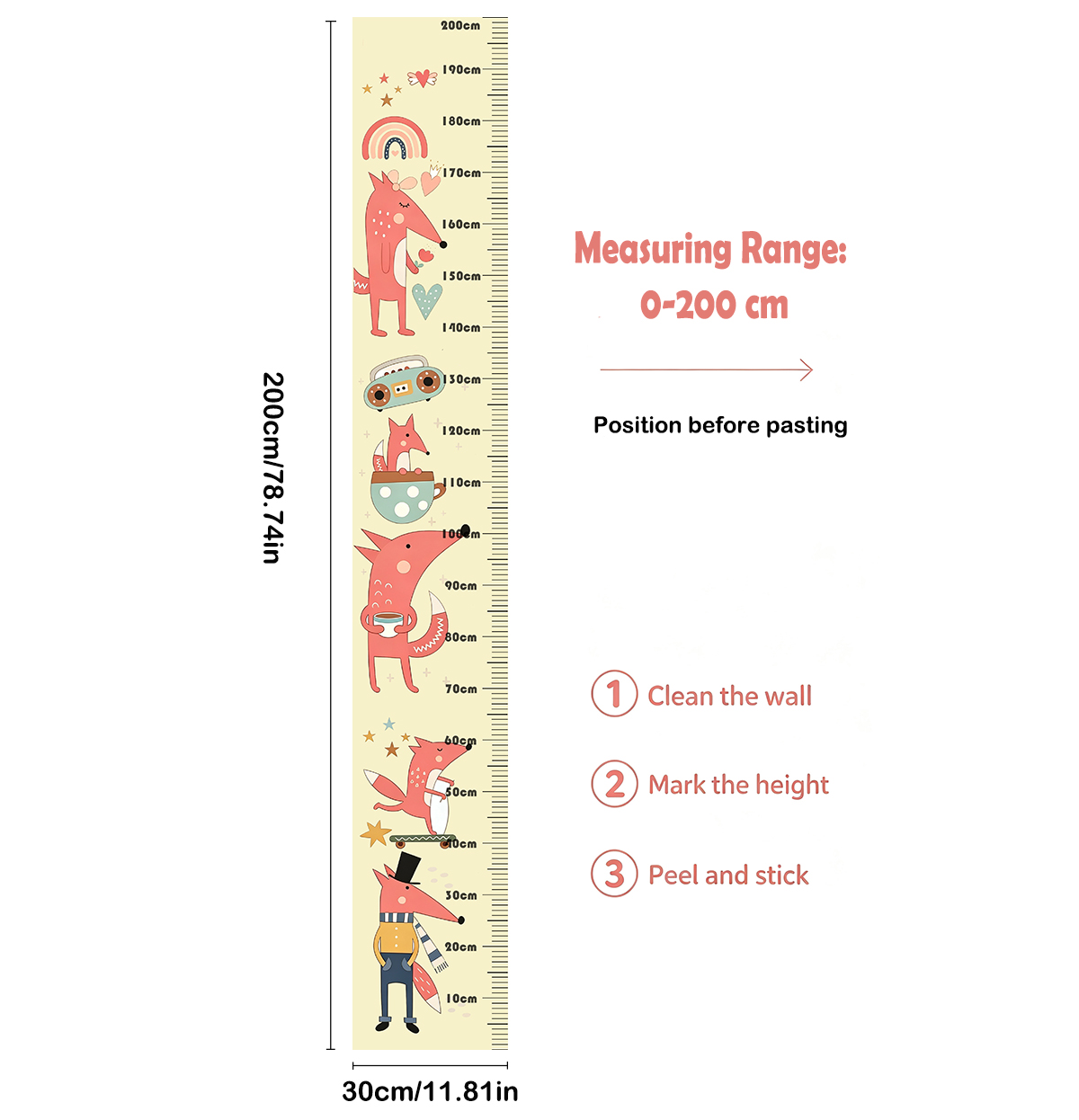 Uroczy lis - miernik wzrostu d – Baby Nursery Wall recenzja i cena