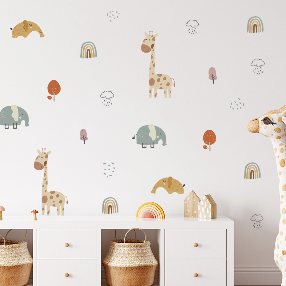 Cartoon żyrafa słoń naklejka ś – Baby Nursery Vinyl Wall Stickers recenzja i cena