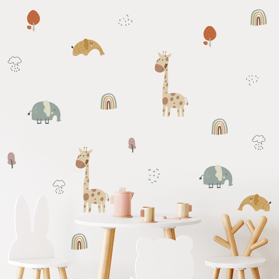 Cartoon żyrafa słoń naklejka ś – Baby Nursery Vinyl Wall Stickers recenzja i cena
