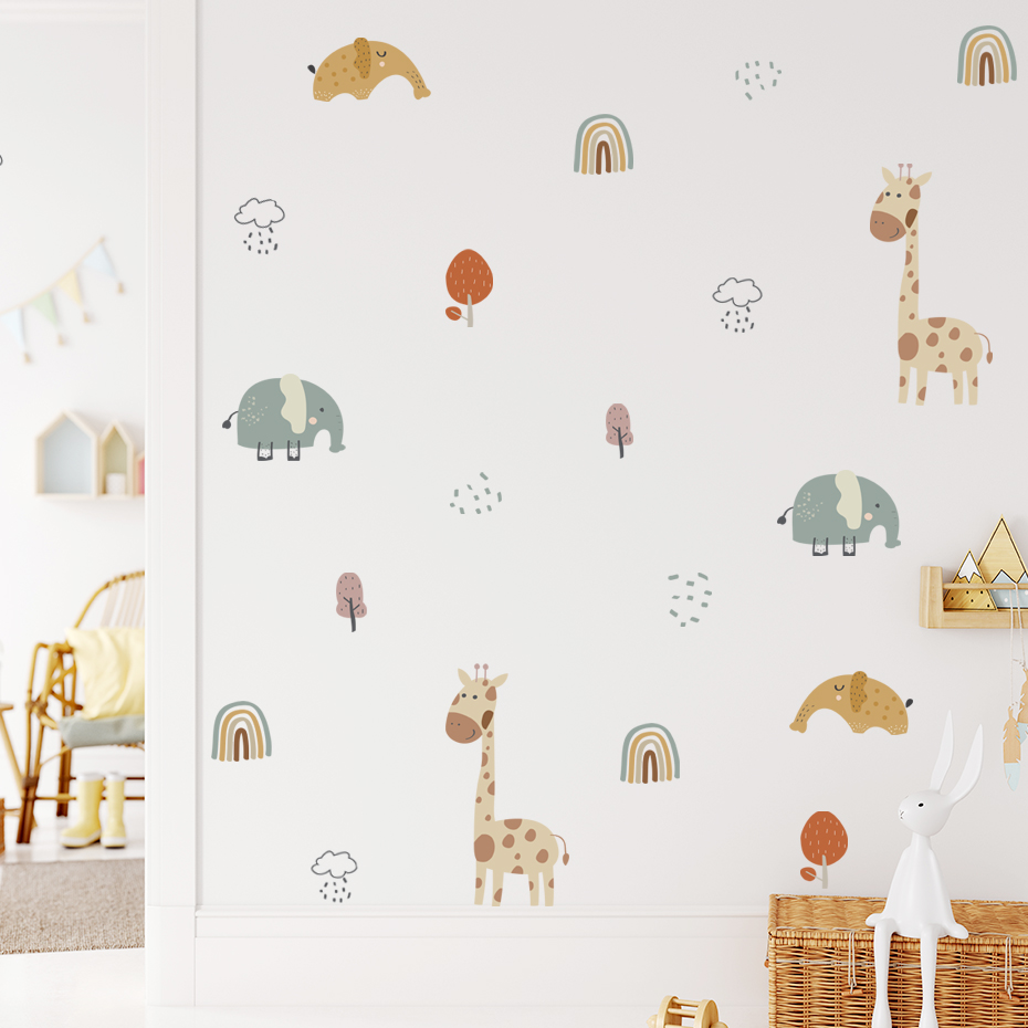 Cartoon żyrafa słoń naklejka ś – Baby Nursery Vinyl Wall Stickers recenzja i cena